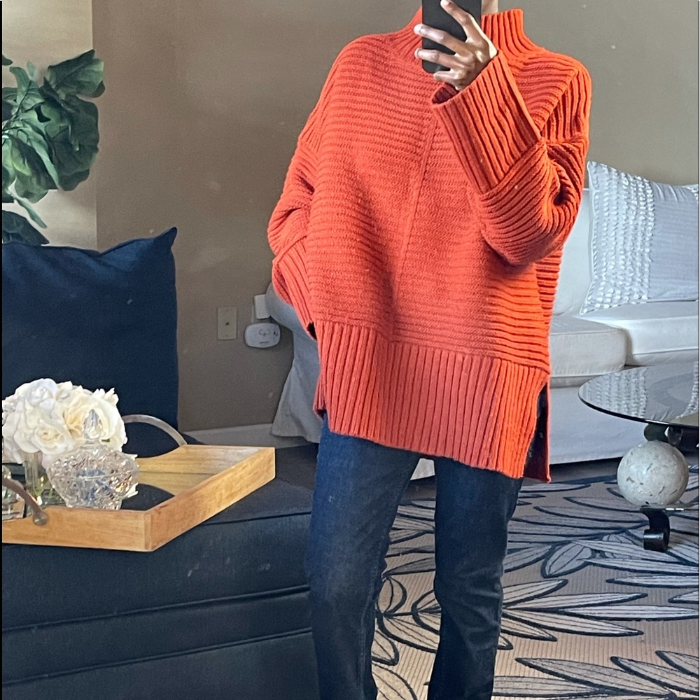 TopShop Ribbed Turtleneck Orange Sweater Size 10